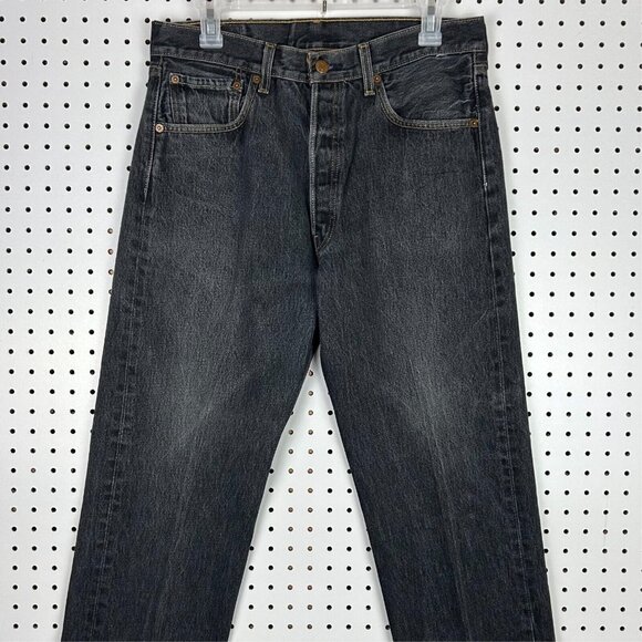 Levi's 501 Original Black Jeans Size 32x30 Straight Leg Skate Y2K Button Fly - Picture 5 of 9